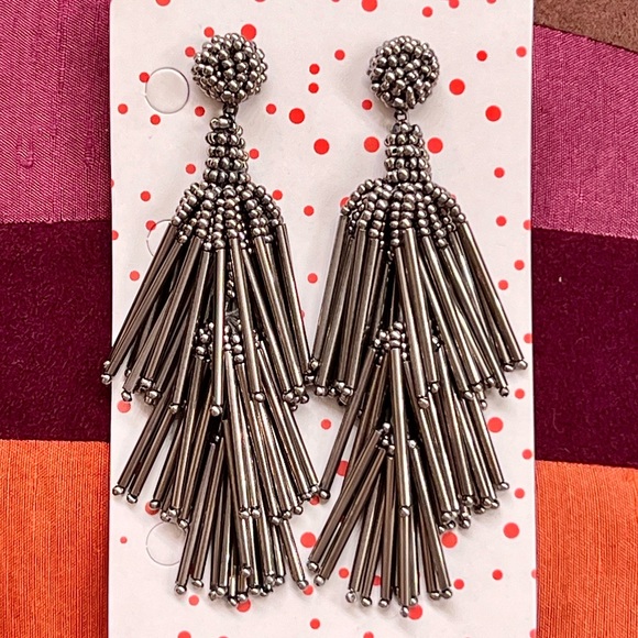 NWT Deepa Gurnani Beaded Chandeliers Gunmetal - Picture 5 of 15